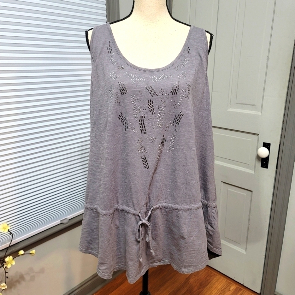LANE Bryant Embellished Cinched Waist Peplum Tank